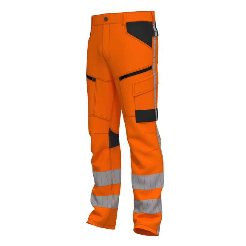 Bestex 4-weg stretch werkbroek WBSRWS100 volgens de RWS normering EN20471 in de kleur fluor oranje.