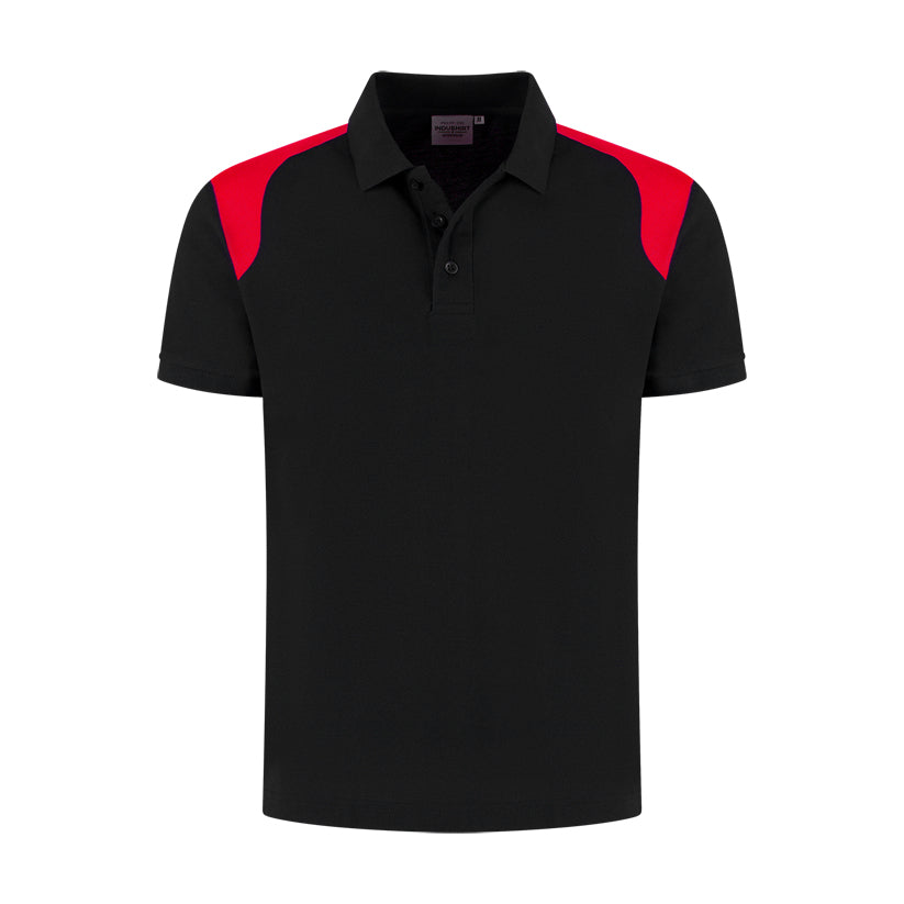 Indushirt Poloshirt PRO LIJN PP200 Zwart / Rood