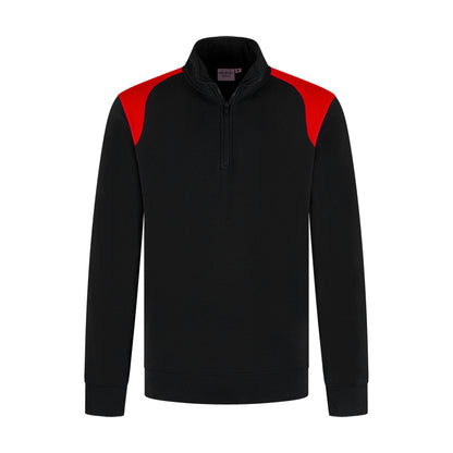 Indushirt Zipsweater PRO LIJN ZSP300 Zwart / Rood