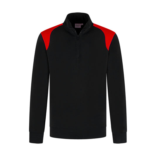 Indushirt Zipsweater PRO LIJN ZSP300 Zwart / Rood
