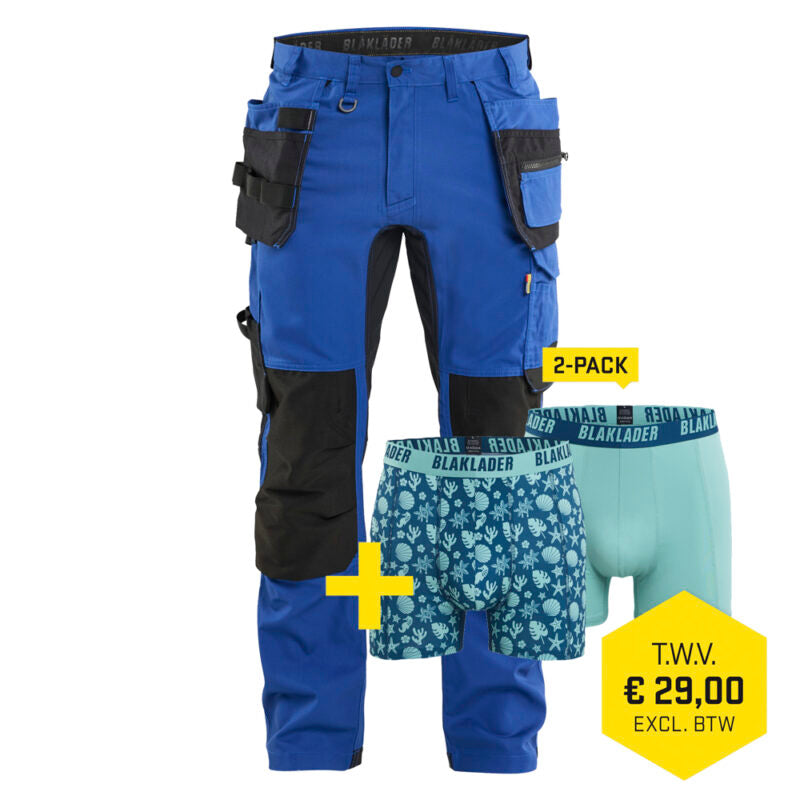 Blaklader 1750 1832 Werkbroek 2-weg stretch met gereedschapszakken + GRATIS 2-PACK BOXERSHORTS