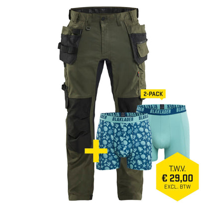Blaklader 1750 1832 Werkbroek 2-weg stretch met gereedschapszakken + GRATIS 2-PACK BOXERSHORTS