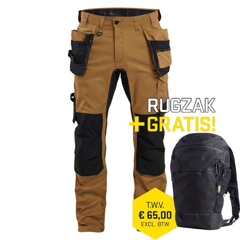 Blaklader 1750 1832 Werkbroek 2-weg stretch met gereedschapszakken Nougat / Zwart