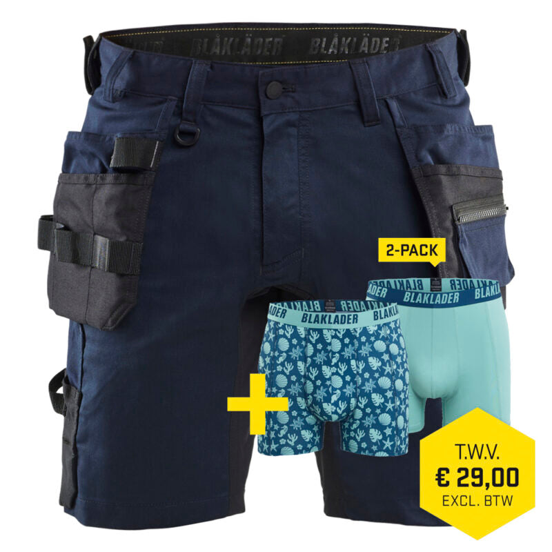 Blaklader 1752 1832 Short 2-Weg Stretch Met Gereedschapszakken + GRATIS 2-PACK BOXERSHORTS