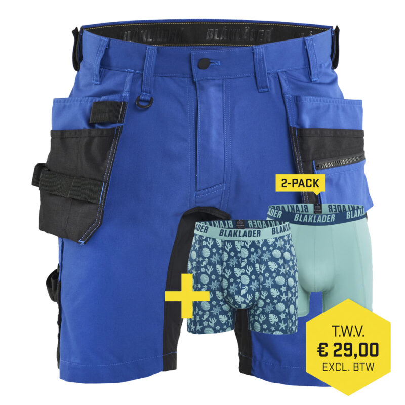 Blaklader 1752 1832 Short 2-Weg Stretch Met Gereedschapszakken + GRATIS 2-PACK BOXERSHORTS