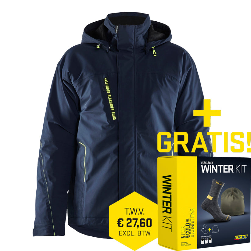 Blåkläder 4484 Lichtgewicht Winterjas 4-weg Stretch Donker Marineblauw / Fluor Geel