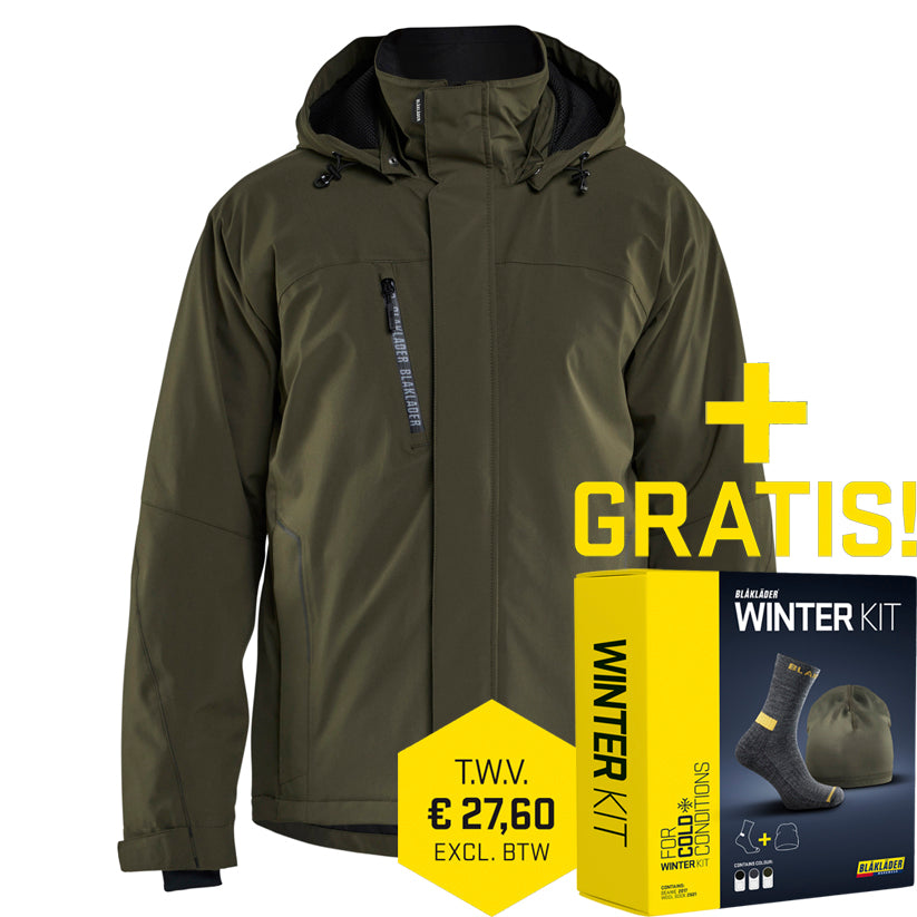 Blåkläder 4484 Lichtgewicht Winterjas 4-weg Stretch Donker Herfstgroen / Zwart