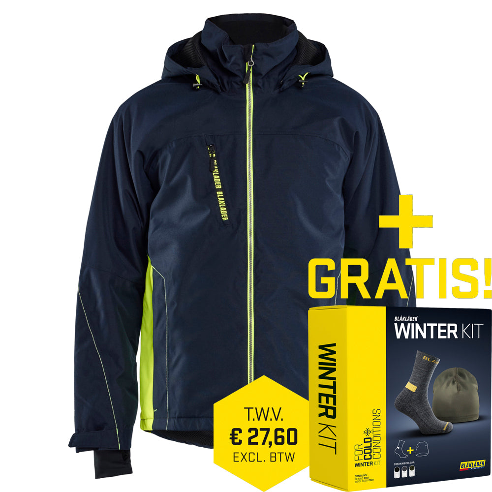 Blaklader Lichtgewicht Winterjas 4890 Donker Marineblauw / Fluor Geel