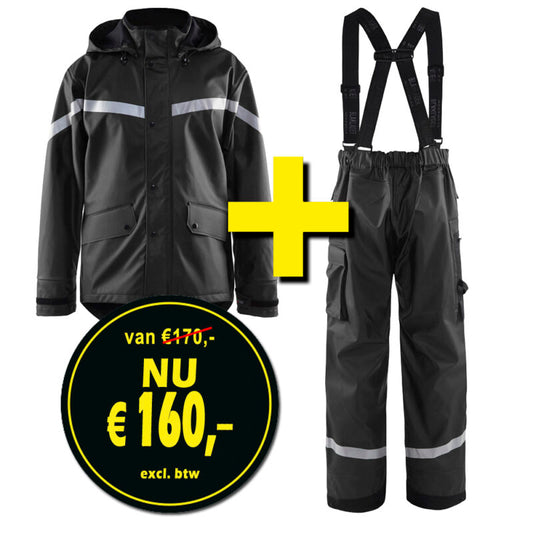 *ACTIE* Blåkläder Regenjas (4305) en Regenbroek (1305) Zwart
