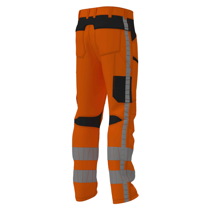Bestex 4-weg stretch werkbroek WBSRWS100 volgens de RWS normering EN20471 in de kleur fluor oranje.