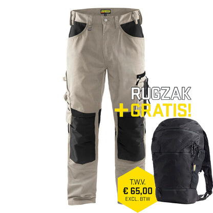 Blaklader werkbroek model 1556 in de kleur kaki en zwart.
